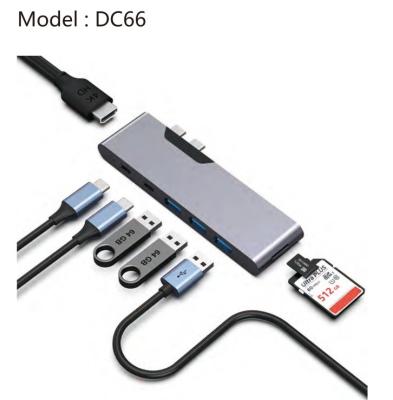 China 7-in-2 USB C Multiport Hub HDMI Adapter USB 3.0 SD TF Card Reader Voor MacBook Pro Te koop