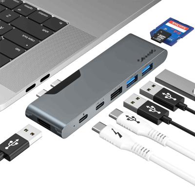 中国 7 イン 2 ドッキング ステーション USB C 雷電ハブ HDMI 4K カードリーダー Macbook Pro 販売のため