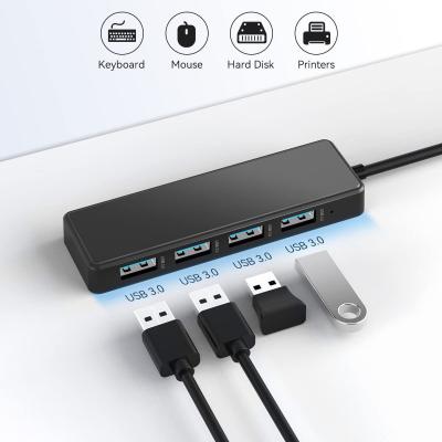 China Laptop Usb A Hub Type C Compatibility Black Gray Hub 5Gbps Data Transfer Long Cable Length Power Supply for sale