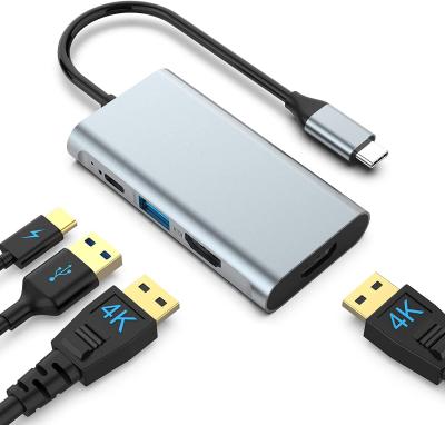 China 4 In 1 Usb C Adapter Dual Hdmi To USB3.0 Thunder Ports for sale