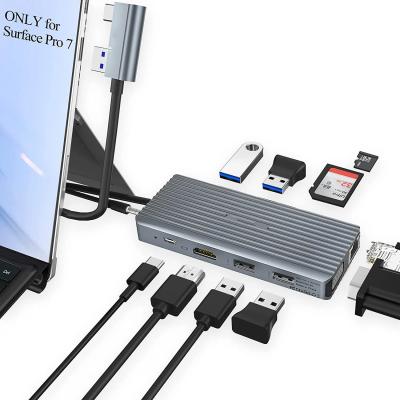 Κίνα 7 σε 1 USB C Hub Dock Station Δύο με αναγνώστη καρτών Pro Pad Πολυλειτουργικός μετατροπέας USB Hub για Mac προς πώληση