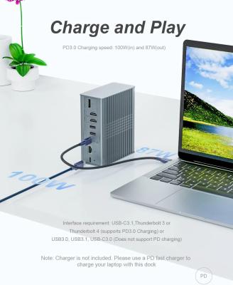 Китай Ноутбук USB C Docking Station Тримерный монитор 16-в-1 USB C Dock с дисплейной связью продается