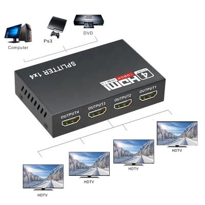 Китай Профессиональный HDMI Splitter 1x4 Full HD 3D 1080P 4 портов Конвертер для телевизора женского пола продается