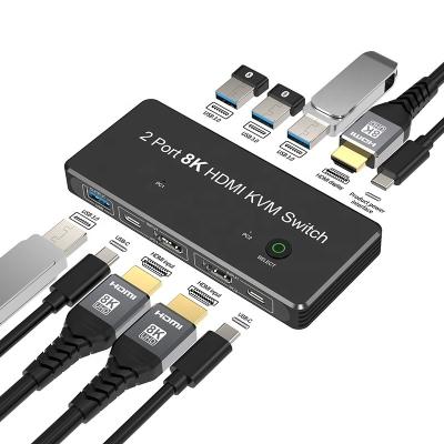 中国 2 ポート HDMI 2.1 USB 3.0 の KVM スイッチ 2 入力 1 出力 LED インディケーター 女性 女性 販売のため