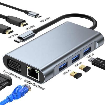 Китай Мультифункциональная 8-в-1 USB-C USB-C док-станция с двойными 4K HDMI и 2 HDMI портами продается