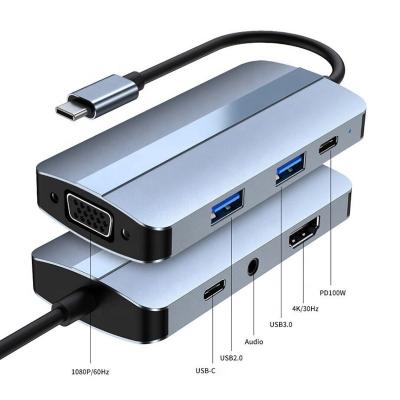 中国 グレー 5 イン 1 USB-C ハブ Type-C to HDMI USB3.0 USB2.0 SD TF アダプター ハブ カードリーダー 販売のため