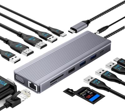 Cina USB C Hub con HDMI e Displayport, 13 in 1 USB C per Displayport Hub con 100W PD in vendita