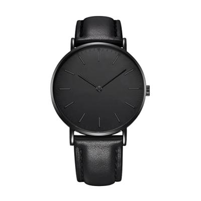 China Custom Chronograph Cocean Brand Your Own Watch Black Leather Strap Simple Casual Quartz Wrist Watch For Men for sale