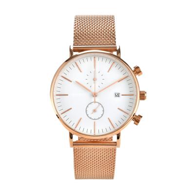 China Business Women's Watches Men's Rose Gold Case Wristwatch Chronograph Chronograph Watch for sale