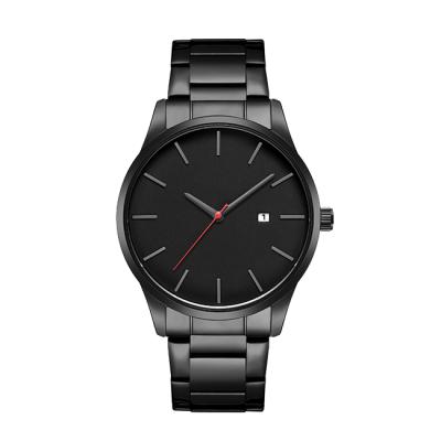 China Simple minimalistic OEM date fashion business luxury automatic men's wristwatch men's stainless steel and leather watch for men for sale