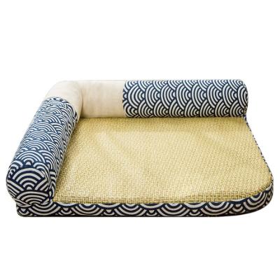 China Pet Breathable Japanese Style Natural Summer Sisal Rattan Mat Pet Cooling Nest for sale