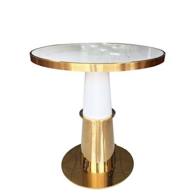 China Modern Simple Brass table base chrome with round base and tube for sale