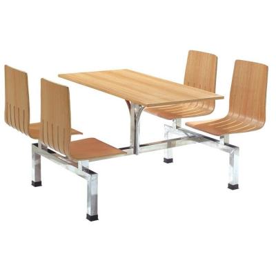 China Two Seater (Height) Adjustable Combination Desk And Chair Set Single Attached Cafeteria Restaurant With Attached School Dining Table for sale