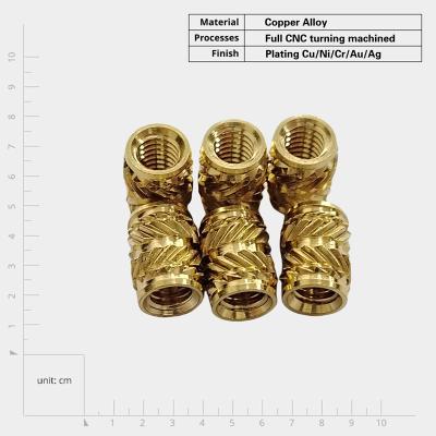 China M2 M3 M4 M5 M6 M8 Brass Threaded Insert Nut Knurled Inserts Nut for CNC Turning Heat Staking en venta