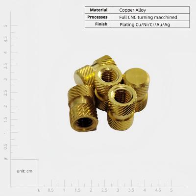 China Titanium Heat Staking Brass Knurled Nut Insert for Plastic M2 M3 M4 M5 Sensor Application for sale