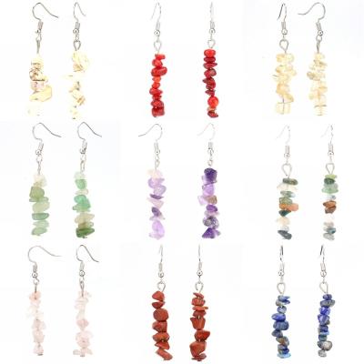 China Factory Wholesale Natural Gravel Crystal Earrings FASHIONABLE For Women Popular Handmade Straight Line Charm Reiki Eardrop Jewelry for sale