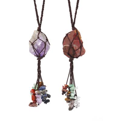 China Fashionable Hot Selling Handmade Irregular Stone Winding Tassel Tree Charm Crystal Chandelier Pendant Life for Home Decoration Cars for sale