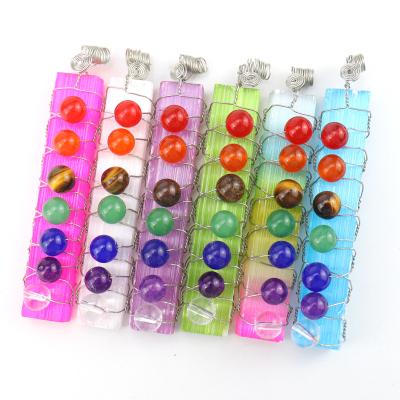 China Wholesale Hand-wound Country Silver Country Factory Nitrite Rectangular Desktop Ornaments Natural Seven Chakra Beads Smooth Crystal Blow for sale