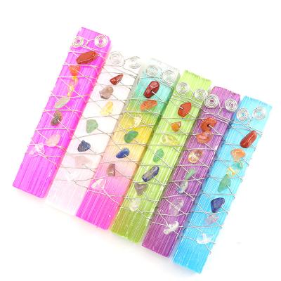 China Wholesale Wire Hand-wound Silver Country Factory Nitrite Rectangular Desktop Ornaments Natural Seven Chakra Gravel Crystal for sale