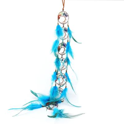 China Handmade Dream Blue Country Dream Catcher Retro Crystal Stone Life Of Tree Bohemian French Natural Multicolor Home Wall Hanging Decor Wholesale for sale