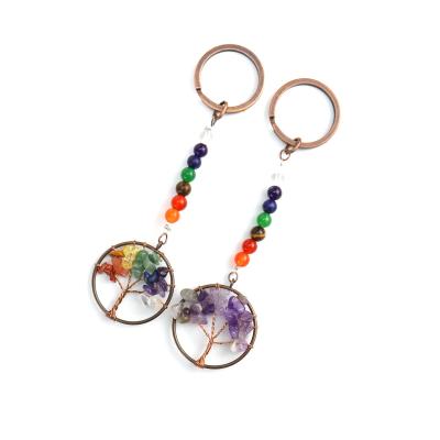 China Crystal Factory Wholesale Natural Crystal Handmade Main Chain Tree Seven Chakra of Life Main Chain Dangling Smooth Beads for Men and Women for sale