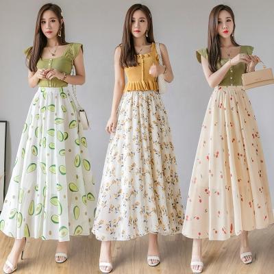 China Breathable Lyrur Women's Floral Midi Skirt With Pockets Elastic Ruffle Flowy High Waist Casual Summer Boho Aline Skirts for sale