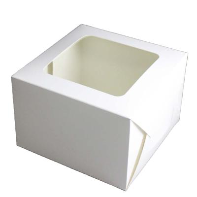 China Factory Customized 250GSM Handmade Folding Paper Factory Customized White Ivory Paper Cake Box With Handle for sale