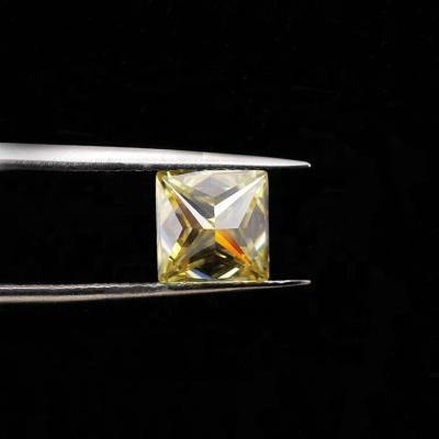 China Fire Brilliant Jewelry Princess Cut Yellow color play or loose moissanite for sale