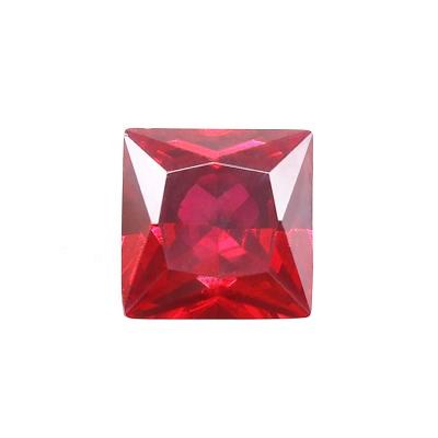 China Color Play or Fire Brilliant Jewelry Square Princess Cut Loose Synthetic Corundum Ruby Stones for sale