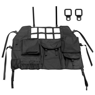 China Sports Fits For Jeep Wrangler Rear Seat Cover Cargo Net With Lashing Storage Pocket Bags Stowing Car Back Seat Storage Bag for sale