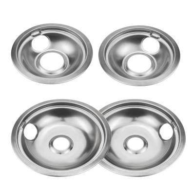 China 4 Pack Stainless Steel Reflector Household Rolls Universal Drip Pan Kits Gas Stove Burner Rings For Whirlpool W10278125 for sale