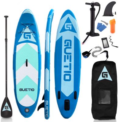 China Wholesale Water Sports GUETIO Cheap Price ISUP Single Layer Inflatable Total Support Up Paddle Board Inflatable SUP for sale