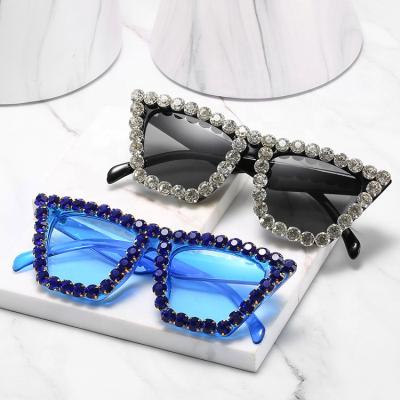 China European fashion sunglasses and small frame sunglasses fan face trend American net red diamond sunglasses for sale