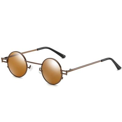 China Wholesale Brand Steampunk Sunglasses Designer Steampunk Sunglasses Men And Women Classic Retro Round Sunglasses Brown for sale