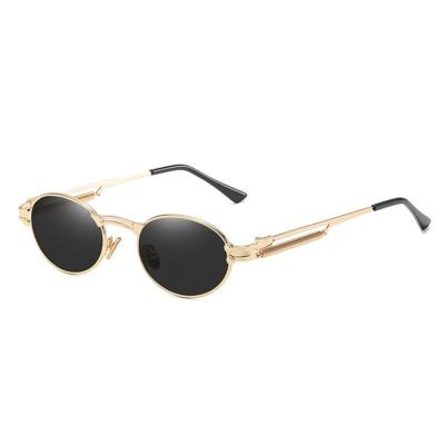 China 100% Retro Custom UV400 Protection Hip Hop Sunglasses Metal Punk Neutral View All-matching Black Sunglasses for sale