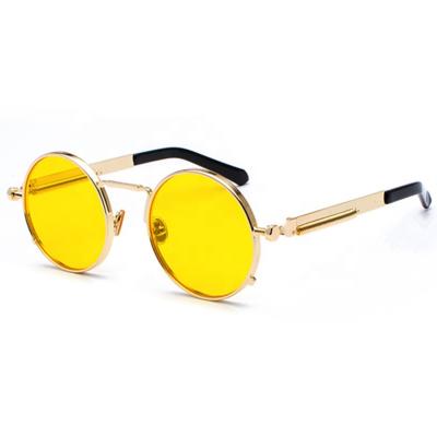 China Steampunk Sun Glasses Yellow Metal Sight Men Punk Sunglasses 2021 Spring Trendy Ladies Reflective Sun Glasses for sale