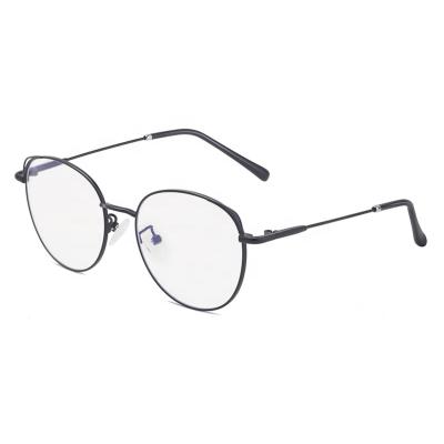 China For Computer Reading Gaming Fashion Metal Protection Anti Round Frame Black Slim Computer Glasses Working Blue Light Studying Glasses for sale