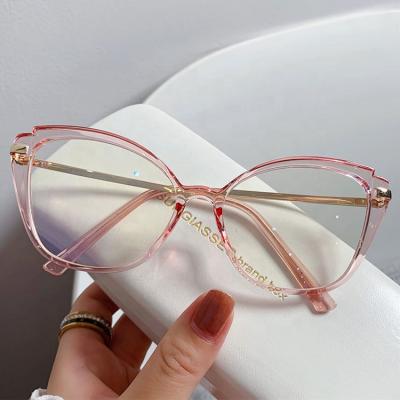 China Hand Made Optical Frames Latest Shape Anti Computer Games Triangle TR90 Blue Light Glasses Butterfly Cat's Eye Glasses for sale