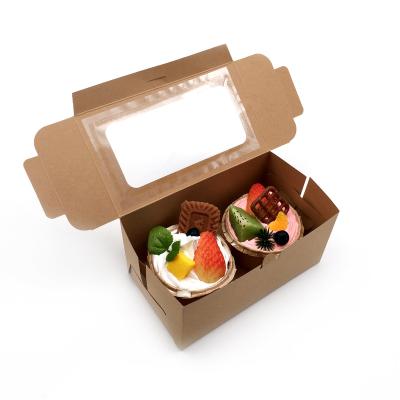 China Eco Friendly Recycled Materials OEM Cajas Papel Cardboard Packaging Boite Papier Boxes With Windows 2 4 Pack Cup Cake Boxes Bulk Paper Boxes for sale