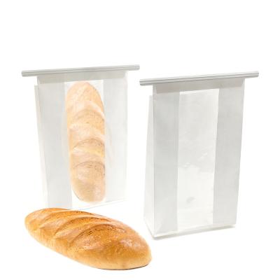 China Recycled Disposable Takeout Food Tin Tie Kraft Paper Bags White/Brown Food Grade Bread Toast Bakery Bread En Papier Bags for sale