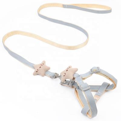 China Sustainable Custom Cute Adjustable Pet Harness Leash With Star Decoration For Dog And Cat Walking for sale