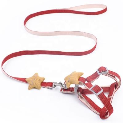 China Customized Viable Fashion Adjustable Dog Harness and Leash with Star Decoration for Puppy and Cat for sale