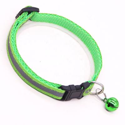 China Custom Made Reflective Cat Collar Adjustable Nylon Rope Dog Collar with Bell for Puppy Kitten for sale