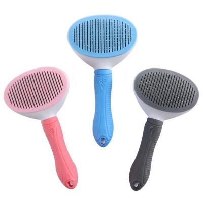 China Stocked Dog Slicker Brush Self Cleaning Dog Hair Removal Comb Pet Grooming Tool For Puppy Cat for sale