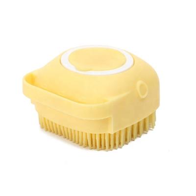 China Stocked Soft Rubber Dog Massage Brush With Shampoo Dispenser Cat Bathing Comb For Pet Puppy And Kitten for sale