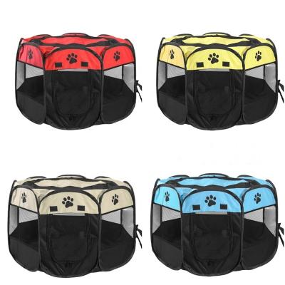 China Customized Breathable Portable Foldable Kennel Dog Tent Cage Fabric Octagon Pet Playpen For Puppy And Cat for sale