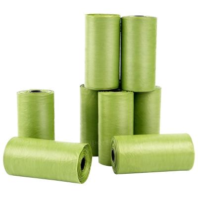 China Army Green Degradable Dog Poop Bag 12 Micron 15 Bags/Extra Thick Roll Leak Resistant For Pet Cat Puppy Waste Cleaning for sale