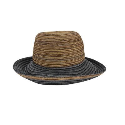 China PP30%+70% Polyester Fiber Gray Straw Hat Straw Hat Adult Beach, Women Bucket Straw Combo Hat for sale