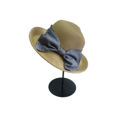 China 100% polyester fashion Straw Hat Bow Ribbon Garden Straw Hat 2021 summer beach country girl for sale