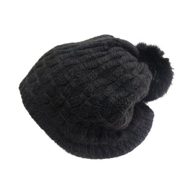 China COMMON Ladies Girls Winter Knitted Hats Set Color Pompom Wholesale Custom Knitted Woolen Hats for sale